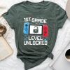 1St Grade Level Unlocked Video Game Back To School Boys Unisex T-shirt Cotton Tee