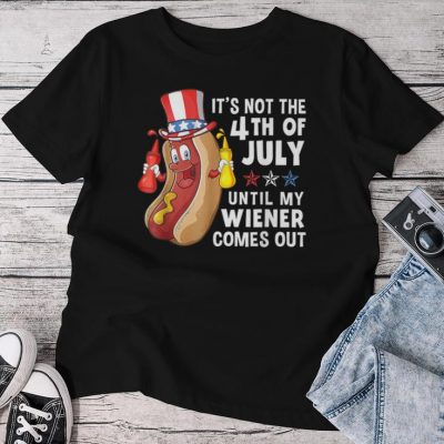 4Th Of July Here For Wieners Patriotic Hotdog Unisex T-shirt Cotton Tee