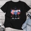 4Th Of July Red White And Blue Wine Glass Firework Unisex T-shirt Cotton Tee