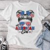 All American Girl Messy Bun Patriotic 4Th Of July Unisex T-shirt Cotton Tee