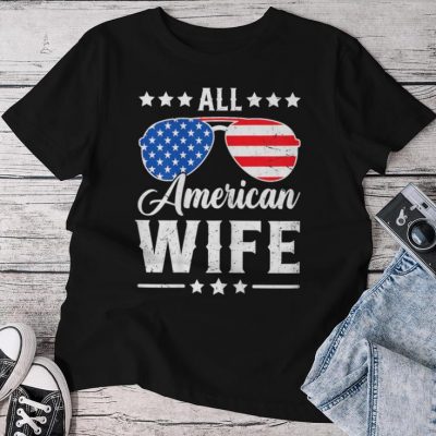 All American Wife 4Th Of July Patriotic Usa Matching Unisex T-shirt Cotton Tee