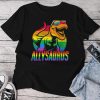 Allysaurus Lgbt Rainbow Flag Ally Dinosaur Lgbt Pride Unisex T-shirt Cotton Tee