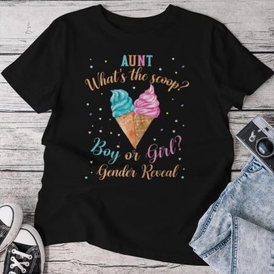 Aunt Ice Cream Whats The Scoop Gender Reveal Matching Unisex T-shirt Cotton Tee