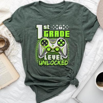 Back To School 1St Grade Boys Gamer First Day School Level Unisex T-shirt Cotton Tee