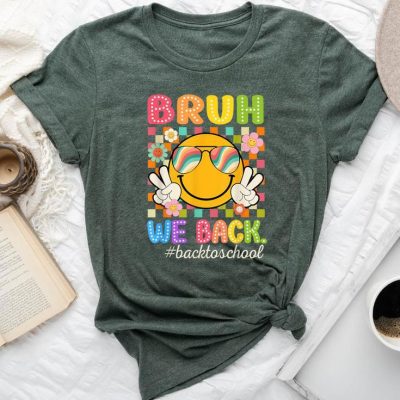 Back To School Groovy Bruh We Back Teacher Student Unisex T-shirt Cotton Tee