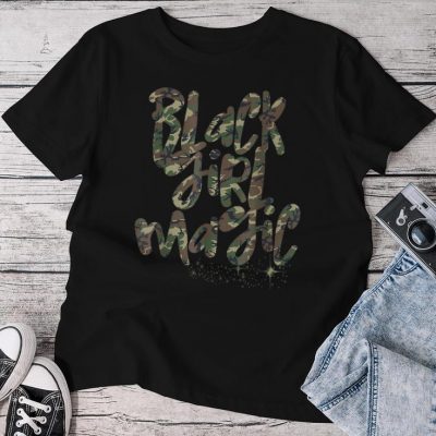 Ca-Mo Black Girl Magic Camouflage Melanin Black Que-En Woman Unisex T-shirt Cotton Tee