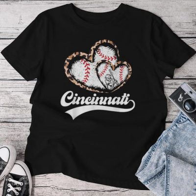 Cincinnati Hearts Baseball 2024 I Love Cincinnati Unisex T-shirt Cotton Tee