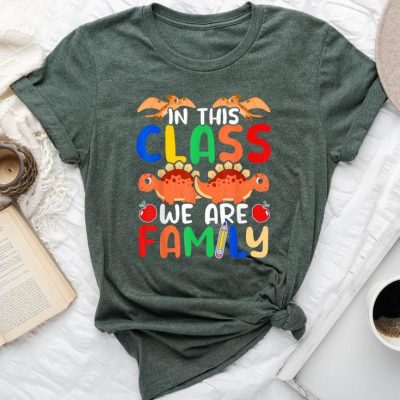 Classroom Family Unity Dinosaur Kindergarten Teacher Class Unisex T-shirt Cotton Tee