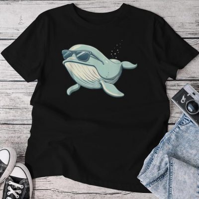 Cool Sunglasses Whale Costume For Boys And Girls Unisex T-shirt Cotton Tee