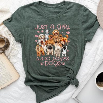 Cute Dog Puppy Lover Just A Girl Who Loves Dogs Unisex T-shirt Cotton Tee