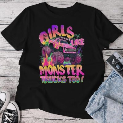 Cute Monster Truck Birthday Party Girl Like Monster Truck Unisex T-shirt Cotton Tee