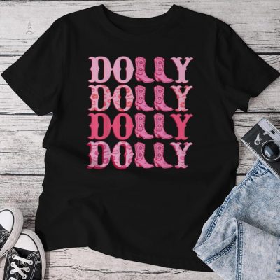 Dolly Personalize First Name Groovy Cowboy Boots Unisex T-shirt Cotton Tee