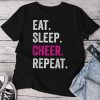 Eat Sleep Cheer Repeat Cheerleading Cheerleader Unisex T-shirt Cotton Tee