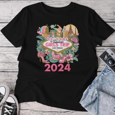 Fabulous Girls Trip Las Vegas 2024 Collage Unisex T-shirt Cotton Tee