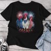 Fireworks Patriotic Usa Rooster Chicken Usa Hen 4Th Of July Unisex T-shirt Cotton Tee
