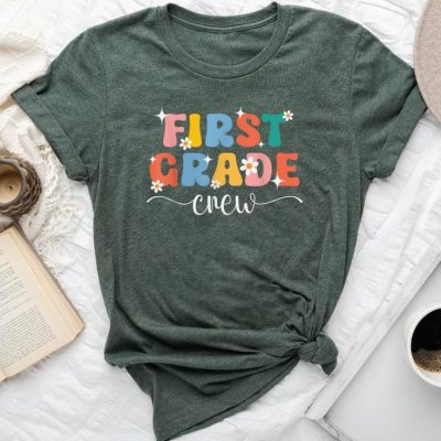 First Day Of 1St Grade Crew Teacher Back To School Groovy Unisex T-shirt Cotton Tee