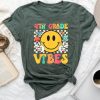 First Day Of School Fourth Grade Vibes Smiles Back To School Unisex T-shirt Cotton Tee