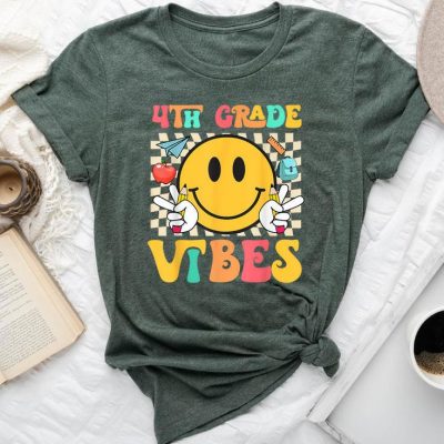 First Day Of School Fourth Grade Vibes Smiles Back To School Unisex T-shirt Cotton Tee