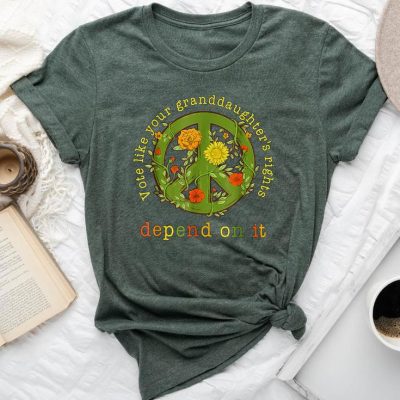 Floral Vote Like Your Granddaughter's Rights Depend On It Unisex T-shirt Cotton Tee