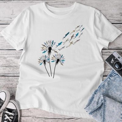 Flower Dandelion Sharks For Shark Lover Shark Unisex T-shirt Cotton Tee