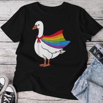 Goose Rainbow Flag Lgbtq Gay Pride Parade Goose Game Honk Unisex T-shirt Cotton Tee