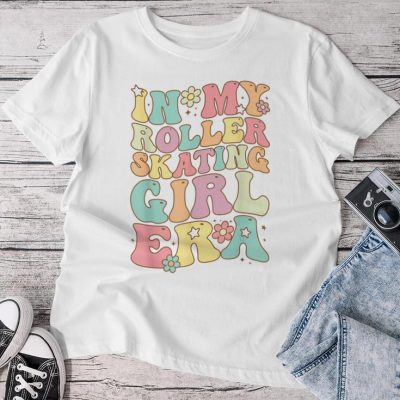 Groovy In My Roller Skating Girl Era Retro For Girl Unisex T-shirt Cotton Tee