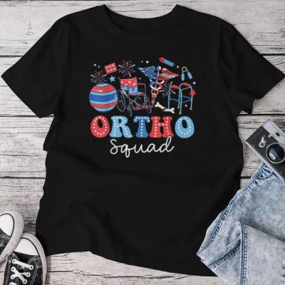 Groovy Ortho Squad Usa Flag Ortho Nurse 4Th Of July Unisex T-shirt Cotton Tee