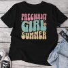 Groovy Pregnancy Reveal Pregnant Girl Summer Baby Shower Unisex T-shirt Cotton Tee
