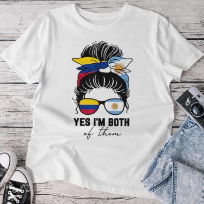 Half Colombian Half Argentinian Girl Colombia Argentina Flag Unisex T-shirt Cotton Tee