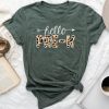 Hello Pre-K Leopard Print Pre-K Teacher Boys Girls Unisex T-shirt Cotton Tee