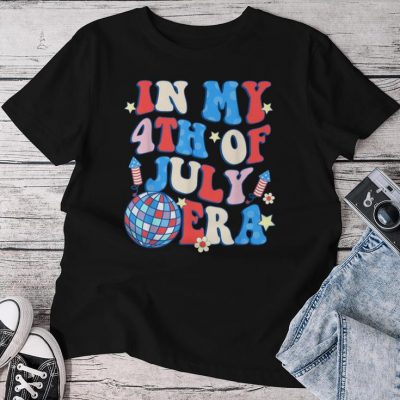 In My 4Th Of July Era Disco Firecrackers Groovy 4Th Of July Unisex T-shirt Cotton Tee