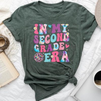 In My Second Grade Era Back To School Groovy Girls Teacher Unisex T-shirt Cotton Tee