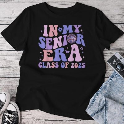 In My Senior Era Class Of 2025 Groovy Senior 2025 Graduation Unisex T-shirt Cotton Tee