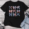 July 4Th Patriotic Coquette Girly Girl American Flag Bows Unisex T-shirt Cotton Tee