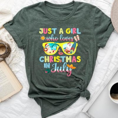 Just A Girl Who Loves Christmas In July Summer Girl Unisex T-shirt Cotton Tee