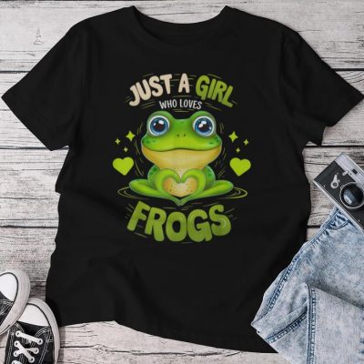 Just A Girl Who Loves Frogs Frog Lover Girl Woman Unisex T-shirt Cotton Tee