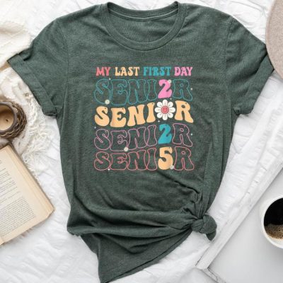 My Last First Day Senior 2025 Back To School Class Groovy Unisex T-shirt Cotton Tee