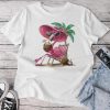 Palm Flamingo Pink Beach Tree Summer Vacation Unisex T-shirt Cotton Tee
