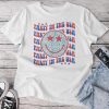 Party In The Usa Retro Groovy Smile Face Leopard 4Th Of July Unisex T-shirt Cotton Tee