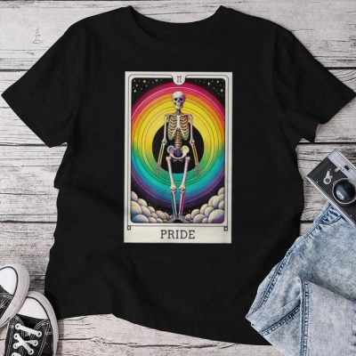 Pride Rainbow Tarot Card Skeleton Unisex T-shirt Cotton Tee