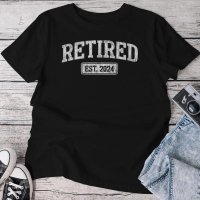Retired Est 2024 Retirement Grandpa Grandma Unisex T-shirt Cotton Tee