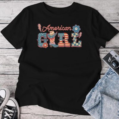 Retro American 4Th Of July Western Girl Cowgirl Boot Usa Unisex T-shirt Cotton Tee