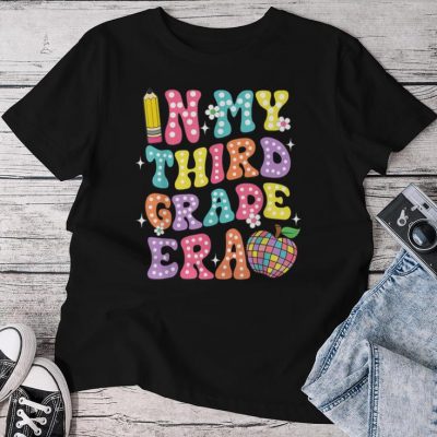 Retro Groovy In My Third Grade Era First Day Back To School Unisex T-shirt Cotton Tee