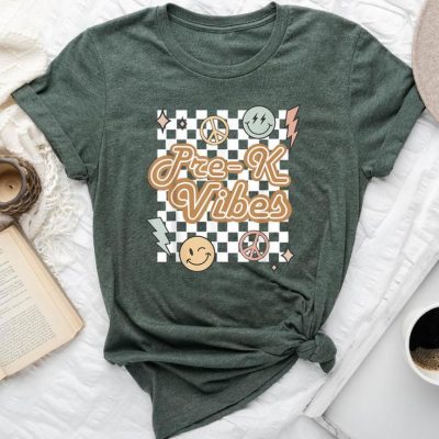 Retro Pre-K Vibes Teacher Back To School Preschool Kid Unisex T-shirt Cotton Tee