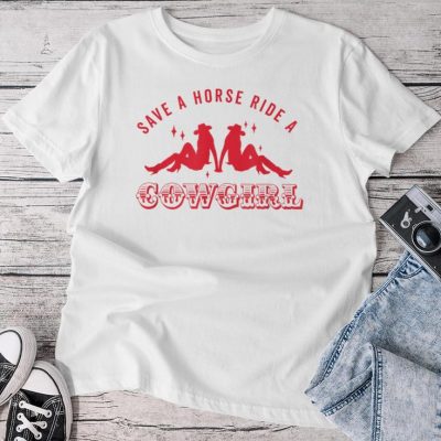 Save A Horse Ride A Cowgirl Retro Lesbian Howdy Lesbians Unisex T-shirt Cotton Tee