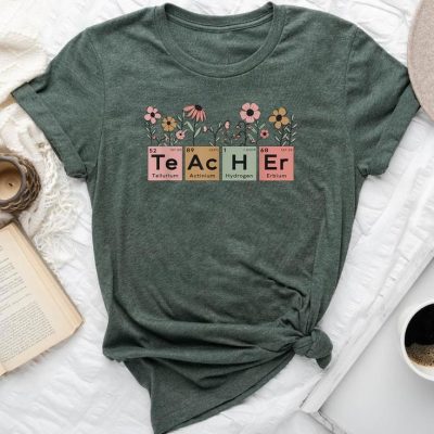 Science Teacher Periodic Table Floral For Chemistry Teacher Unisex T-shirt Cotton Tee