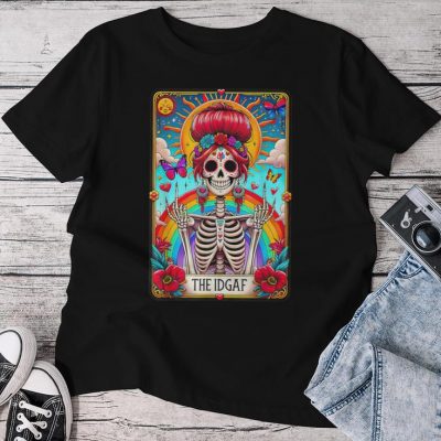 Skeleton Sarcastic The Idgaf Tarot Card Unisex T-shirt Cotton Tee