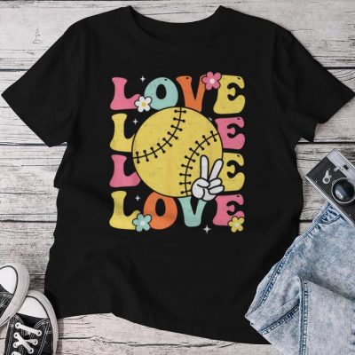 Softball Love Cute Softball For Mom Ns Girls Unisex T-shirt Cotton Tee