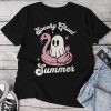 Spooky Ghoul Summer Cute Ghost Flamingo Summer Vibes Beach Unisex T-shirt Cotton Tee