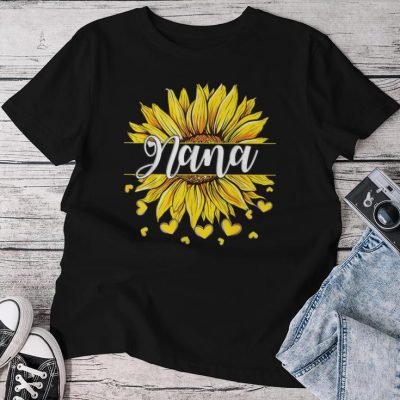 Sunflower Best Nana Ever Heart Grandma Mother's Day Unisex T-shirt Cotton Tee